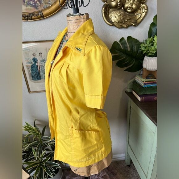 Bronson Of California Yellow 70s  Dagger Collar Open Front Belted Blouse Sz 9/10 - Picture 8 of 10